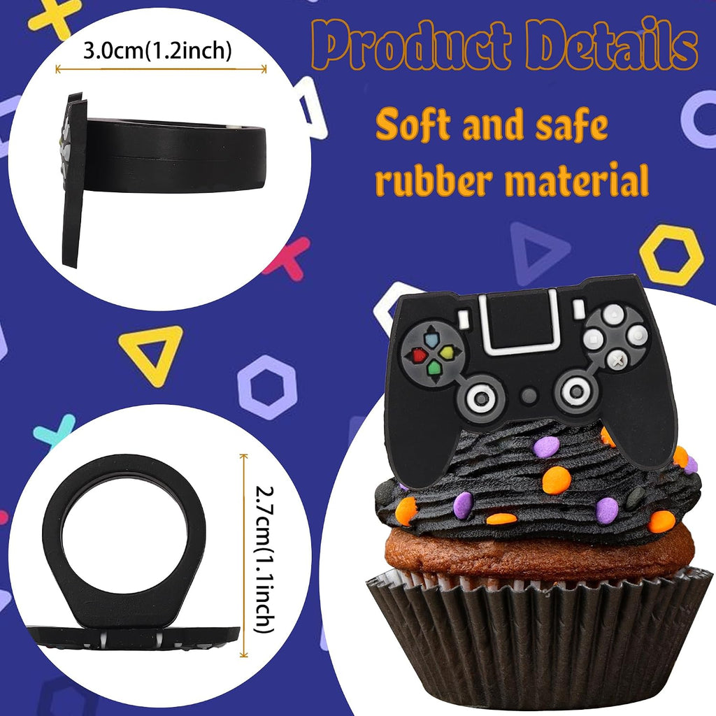 24 PCS Video Game Cupcake Rings Toppers Video Game Birthday Party Decorations Game On Controllers Cupcake Toppers for GamePad Theme Baby Shower Birthday Anniversary Party Cake Decorations Supplies