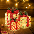 [large 9.5"x8"x6.5" christmas set of 3 lighted gift, main product view