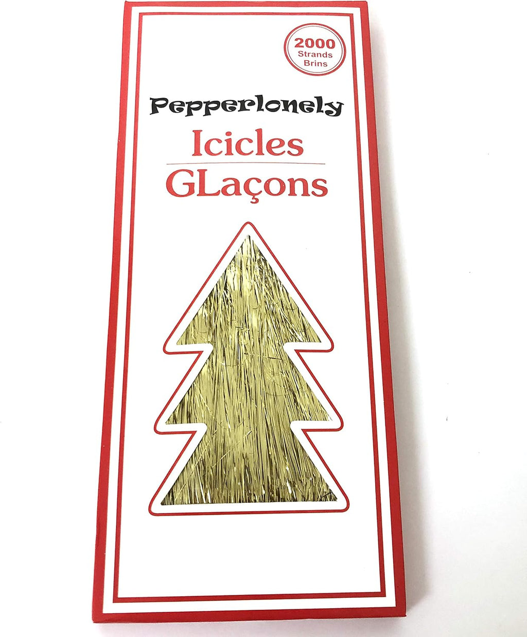 PEPPERLONELY 2000 Strands Icicles Tinsel Tree Christmas Decorations, Gold