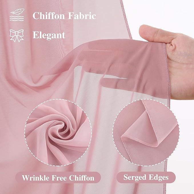 Wedding Arch Draping Fabric 2 Panels 18Ft Dusty Rose Chiffon Fabric Drapery Wedding Ceremony Reception Swag Decorations
