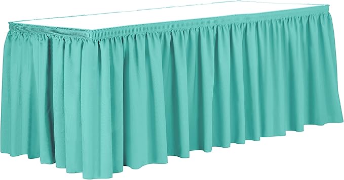 Ultimate Textile Pleat Polyester Fabric Table Skirt - Machine Washable Flame Resistant with Clips for Events, Weddings & Trade Shows, Cut & Sewn in Paterson, NJ - Caribbean, 17' Shirred Pleat