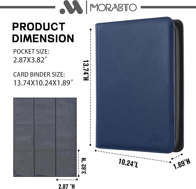 Card Binder 9 Pocket,Trading Card Binder Holds up to 360 Cards with 20 Sleeves,Zipper Card Holder Album Compatible with TCG Card/Game Cards/Sports Card