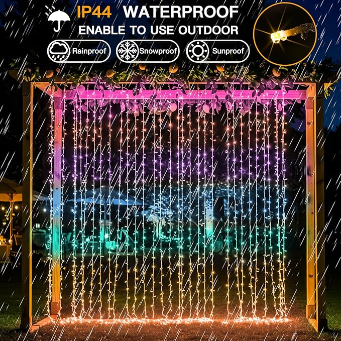 suddus Curtain Lights for Bedroom, 320 Led 9.8ft x9.8ft Hanging String Lights Indoor, Curtain String Lights for Backdrop, Window, Wall, Wedding, Party, Garden, Porch, Brithday Decor Multicolor