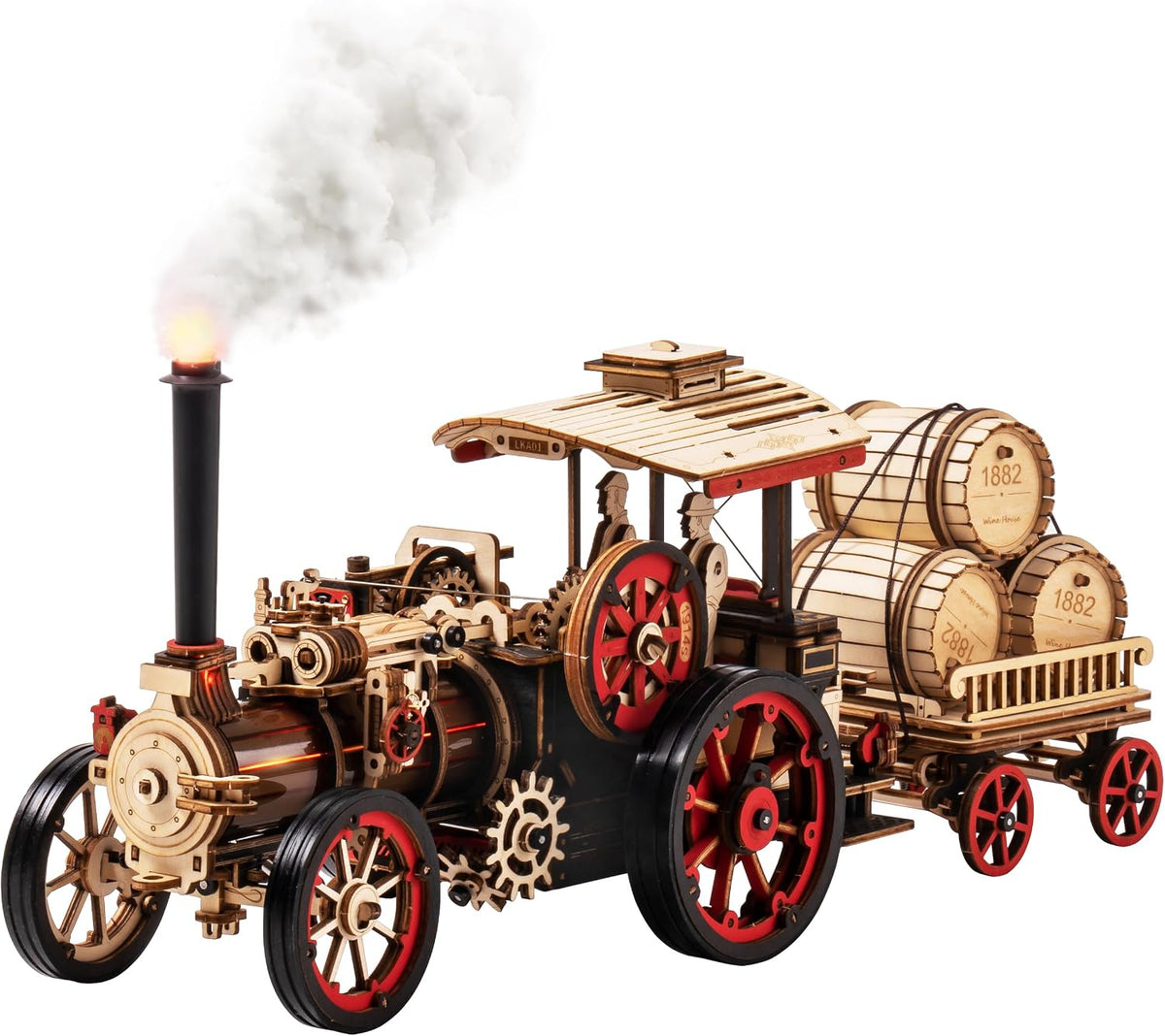 rowood 3d wooden puzzles for adults, steam engine, main product view