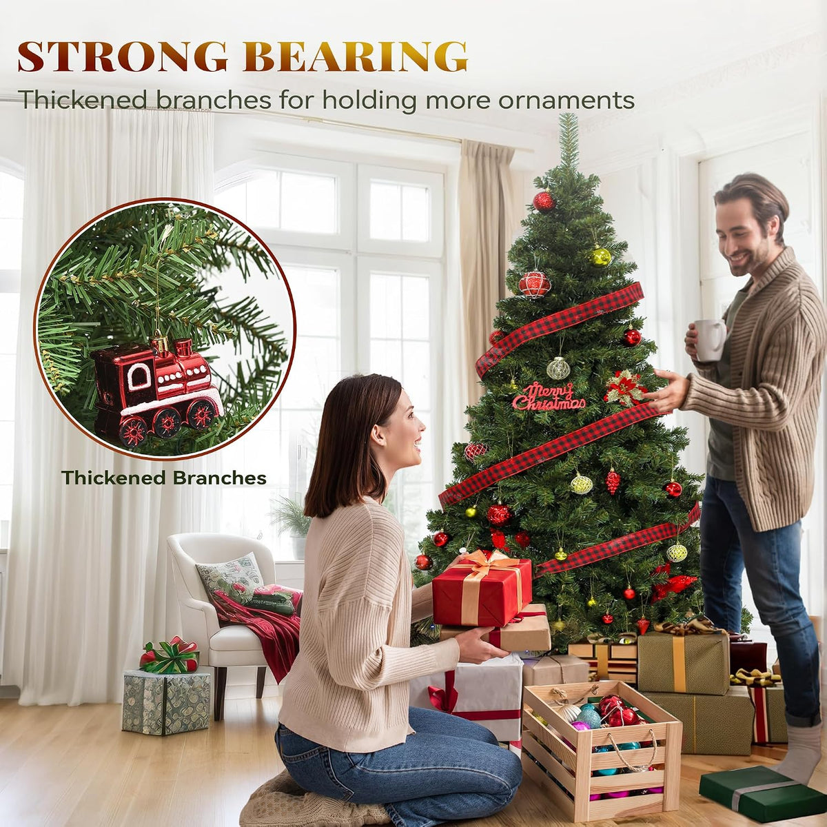 yitahome prelit green christmas tree 7.5ft with remote on a desk or shelf