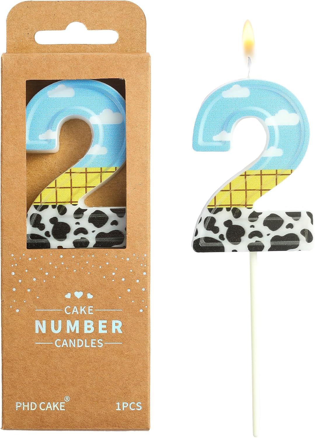 PHD CAKE 2.76 Inch Number 2 Toy Inspired Birthday Candles, Cartoon Story Number Candles, Cake Number Candles, Party Celebration, Style Candle