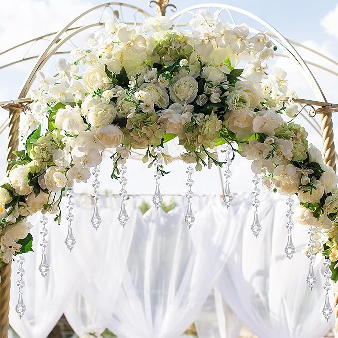 Nuenen 100 Pcs Hanging Crystals for Centerpieces Acrylic Chandelier Garland Beads Strands Prism Decorations Clear Teardrop Chandelier Crystals Pendant Wedding Home Garden Outdoor Ornaments(Lantern)