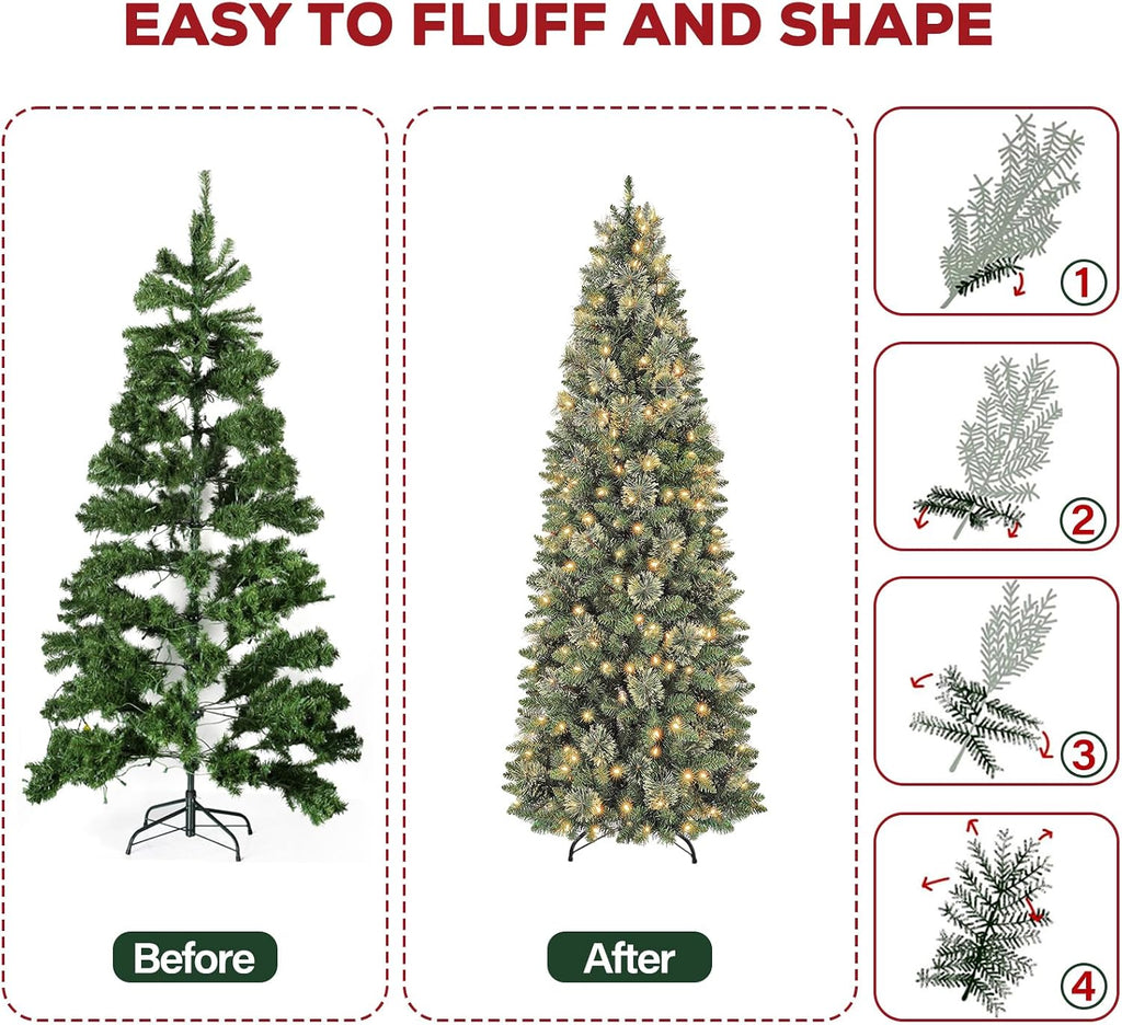 hykolity 7.5 ft slim prelit christmas tree with, view 9
