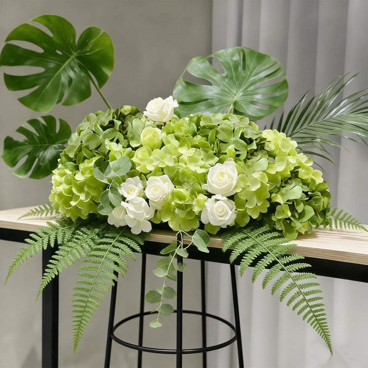 faux green mix hydrangea artificial flowers bulk fake, side view