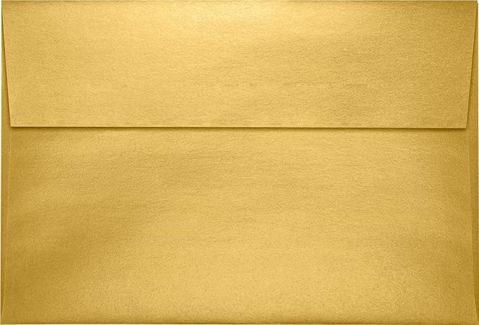 LUXPaper A10 Invitation Envelopes | Peel & Press | 6" x 9 1/2" | Gold Metallic | 80lb. Text | 50 Qty