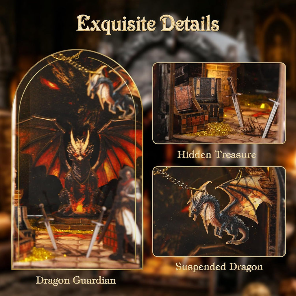 book nook kit for adult, dragon adventure led, package contents