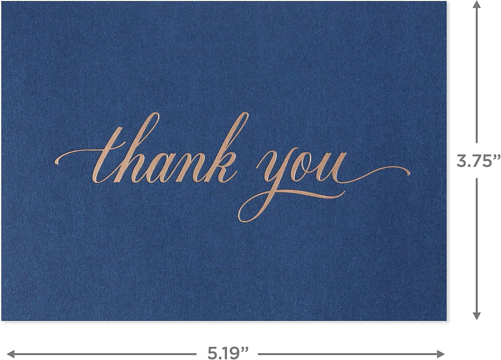 Hallmark Thank You Cards, Silver Foil, 40 Cards with Envelopes | Navy Design, Blank Inside, 5.2 X 3.75 Inch, High Quality, Well-managed Forests