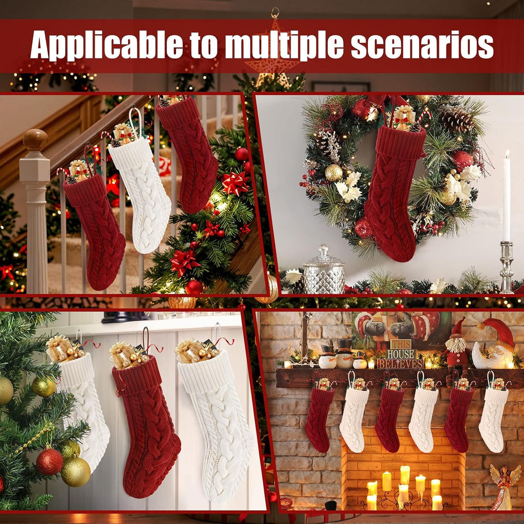 Christmas Stockings 18" Knitted Stocking Christmas Decorations | Soft acrylic fabric,Twist style high-quality classic knit pattern,Christmas Stocking is large enough to hold gift