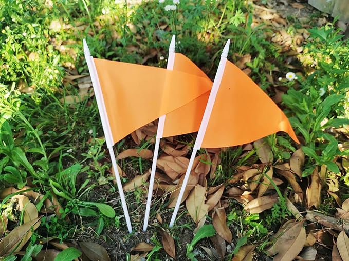 12 Pack Orange Pennant Flags Small Mini Hand Held Solid Color Pennant On Sticks Flags with 12.6"Solid Pole & Spear Top,Party Events Celebration,School,Grand Opening,Kids Birthday,Sports Clubs