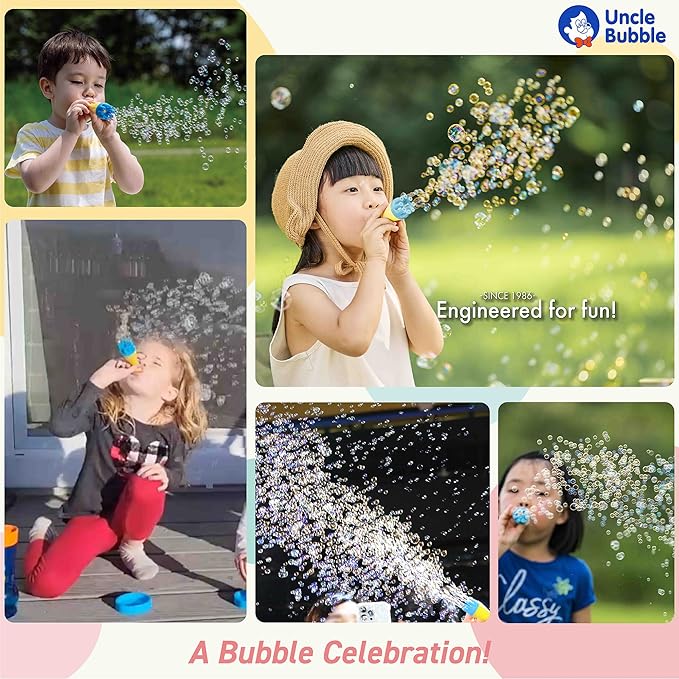 Uncle Bubble Eco Mini Bubble Blower - Plastic Reduction Version! Create Thousands of Mini Bubbles with Just One Breath! Perfect for Toddlers!