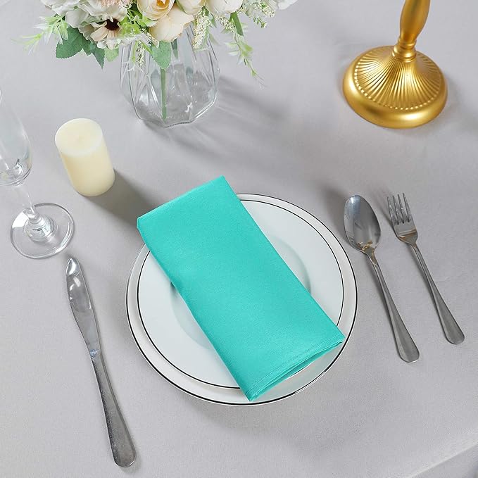 Cloth Napkins 17x17 inch Washable Polyester Dinner Napkins Soft Table Napkins for Wedding Party Dining Banquet(Turquoise,50PCS)