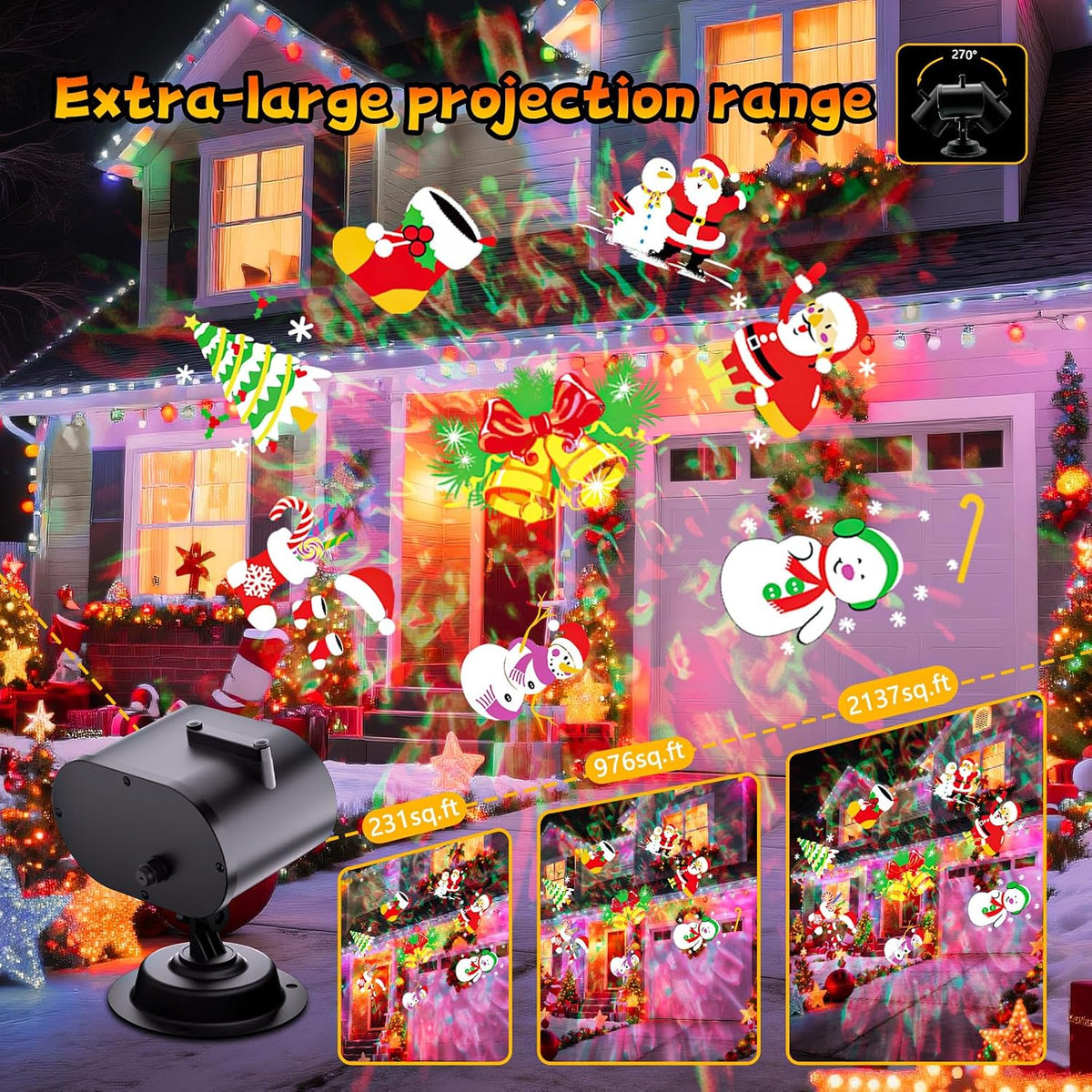 Halloween Projector Lights Outdoor, 2-In-1 HD Moving Pattern Holiday Projecto...