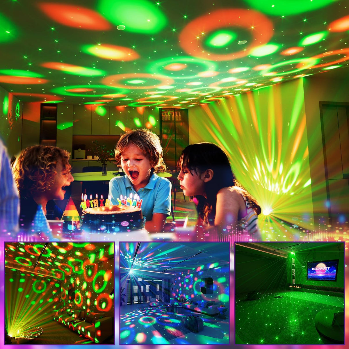 Party Lights Disco Ball Light, Dj Disco Lights Sound Activated Led Star Proje...
