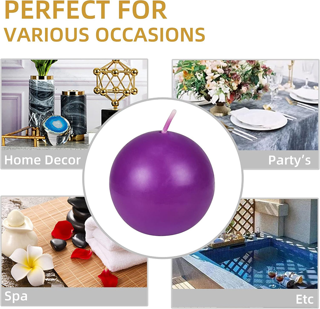 Zest Candle 6-Piece Ball Candles, 3-Inch, Purple