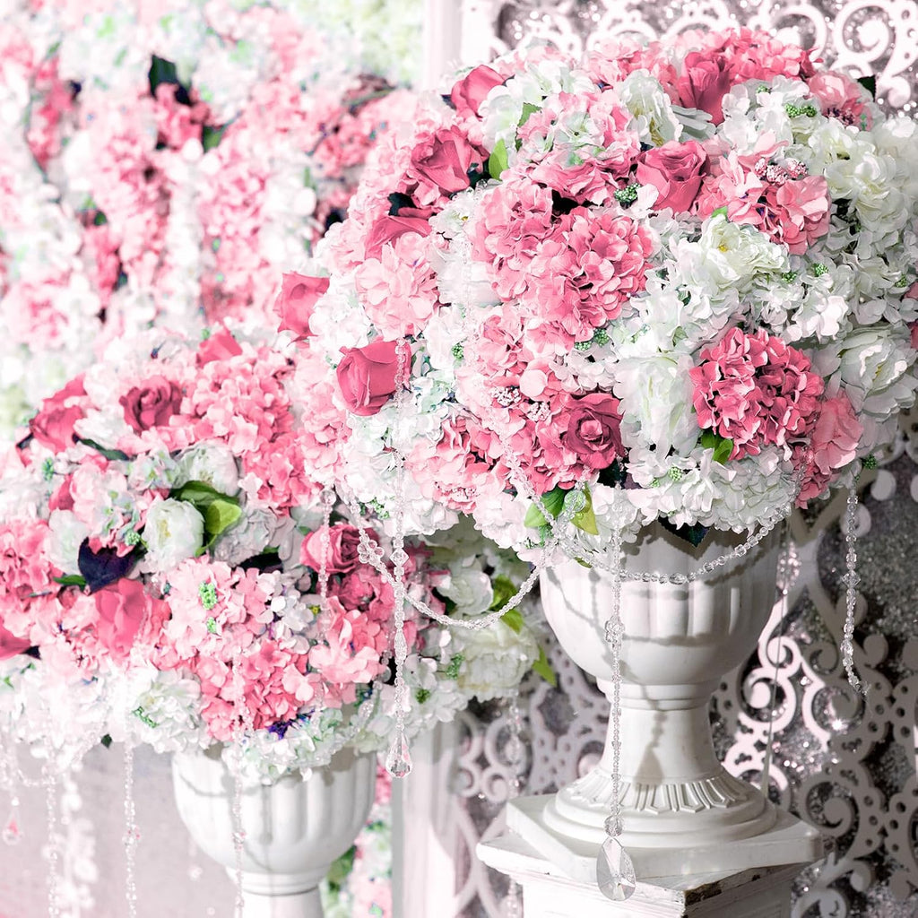 tigeen 100 pcs pink,white hydrangea artificial flowers bulk showing dimensions