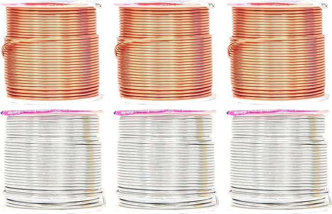 Mandala Crafts 16 Gauge Anodized Aluminum Craft Wire for Jewelry Making – 390 FT Colored Flexible Silver Copper Tone Wire - Bendable for Bonsai Armature Crafting Sculpting