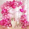 Hot Pink Balloon Garland Arch Kit,150Pcs Baby Pink and Metallic Magenta Balloon Pink Confetti Balloons with Heart Foil Balloons for Girls' Birthday Princess Wedding Baby Shower Party Decorations