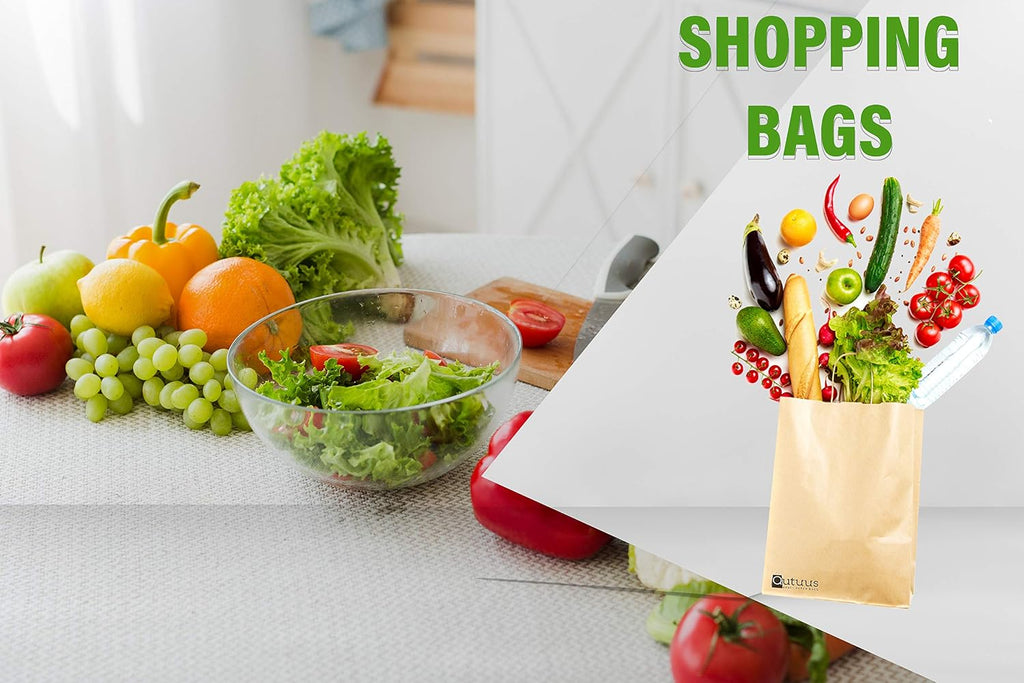 Qutuus 10x5x13 Kraft Paper Bags 100 Pcs Kraft Shopping Bags, Paper Gift Bags for Retail, Merchandise, Recycled Bulk Paper Sacks, Brown Paper Bags with Handles Bulk