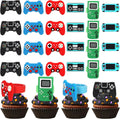 24 PCS Video Game Cupcake Rings Toppers Video Game Birthday Party Decorations Game On Controllers Cupcake Toppers for GamePad Theme Baby Shower Birthday Anniversary Party Cake Decorations Supplies