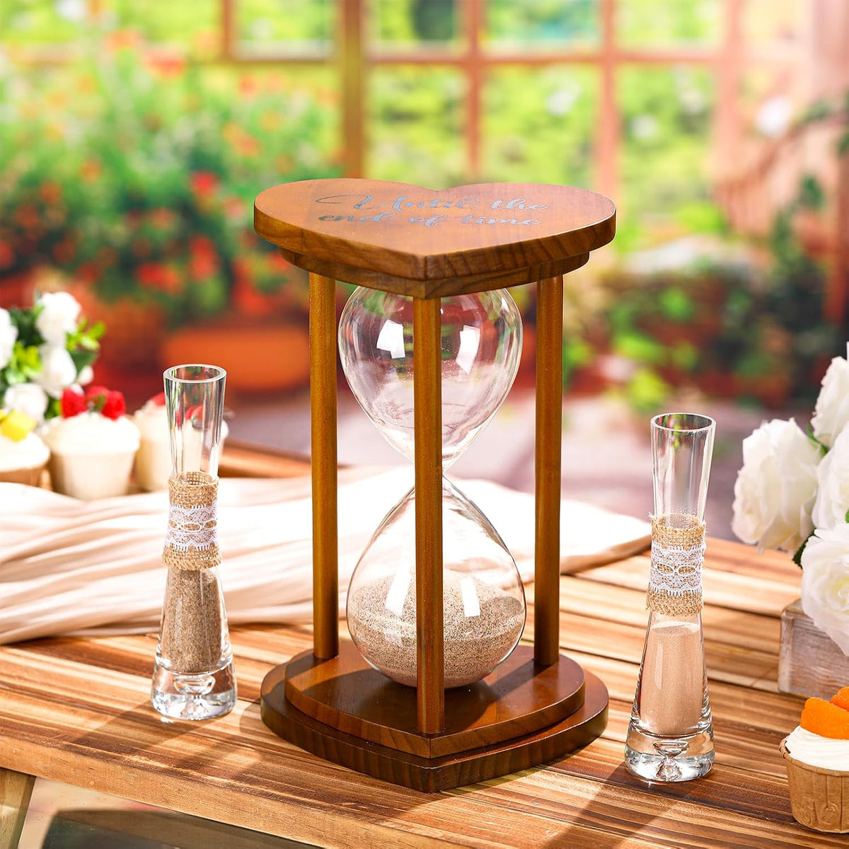 unity sand ceremony for wedding set hourglass, brown, package contents