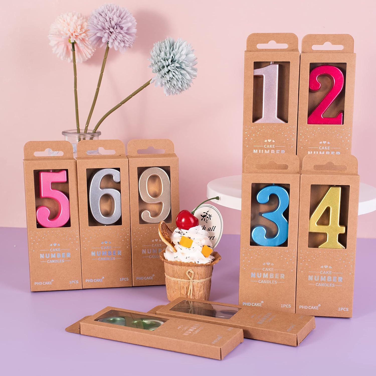 PHD CAKE 2.76 Inch Modern Gold 2 Number Birthday Candles, Gold Number Candles, Cake Number Candles, Party Celebration
