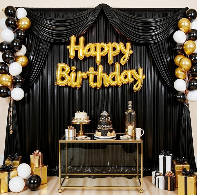 20ftx10ft Black Sequin Backdrop Curtain for Parties, Wrinkle Free Thick Glitter Sparkle Photo Backdrop Drapes 4 Panels 5x10FT Shimmer Back Drop Cloth for Wedding Birthday Halloween Background