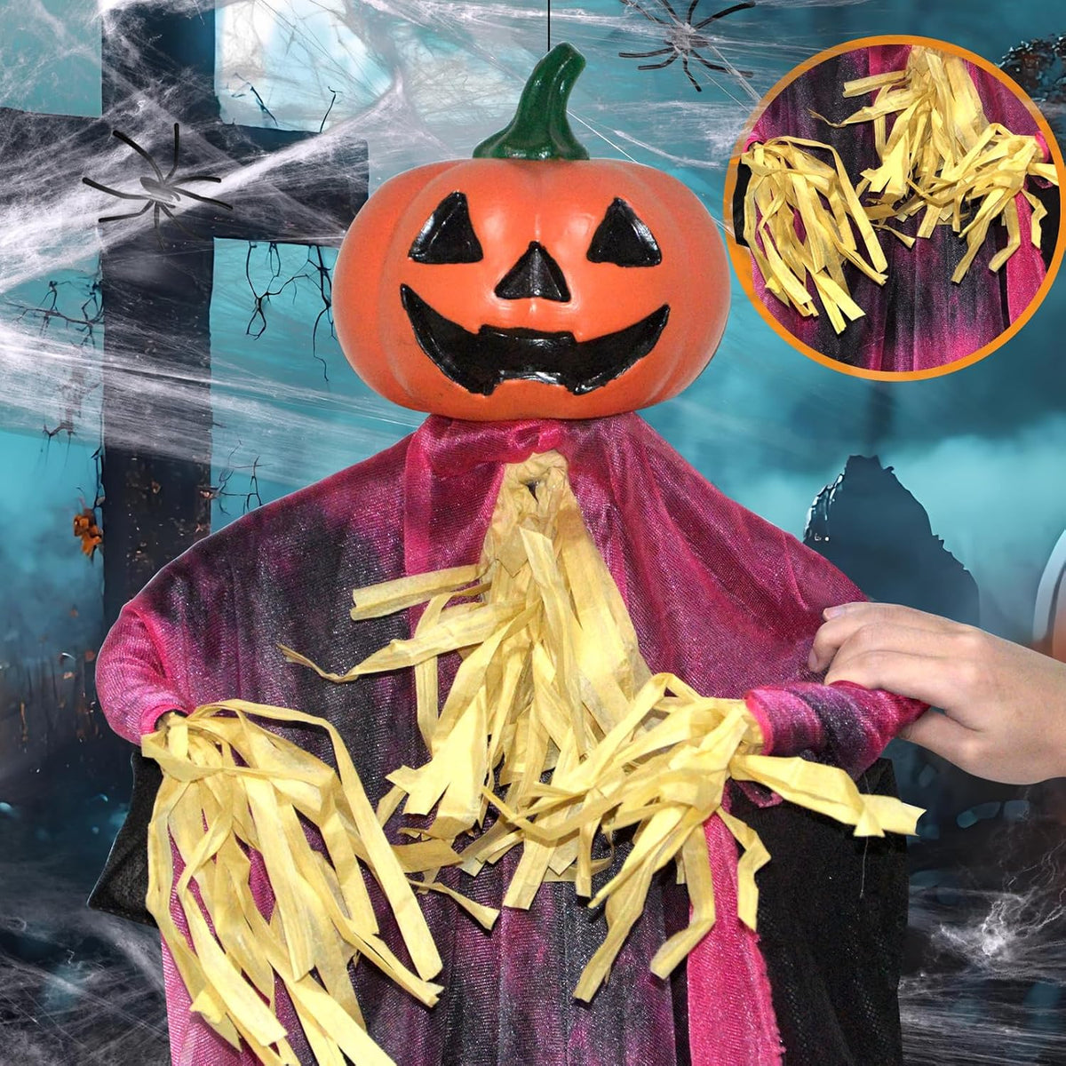 3 Pack Halloween Hanging Skeletons Witch Decorations Outdoor Indoor Decor