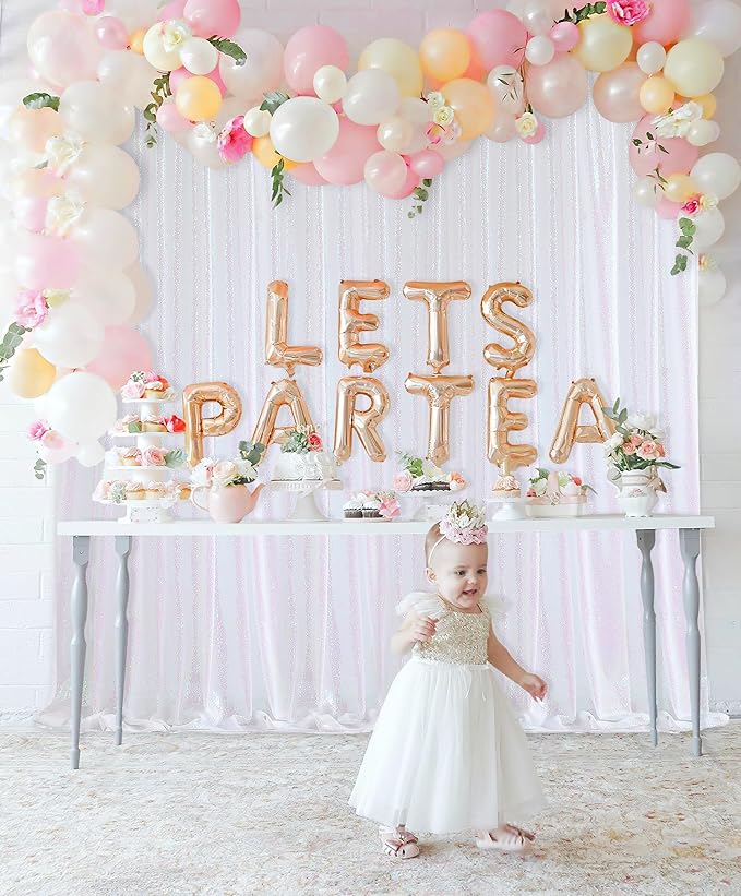 White Iridescent Sequin Backdrop 7ft x 7ft Glitter Photo Booth Black Backdrop Curtains for Wedding Birthday Baby Shower Event Decorations