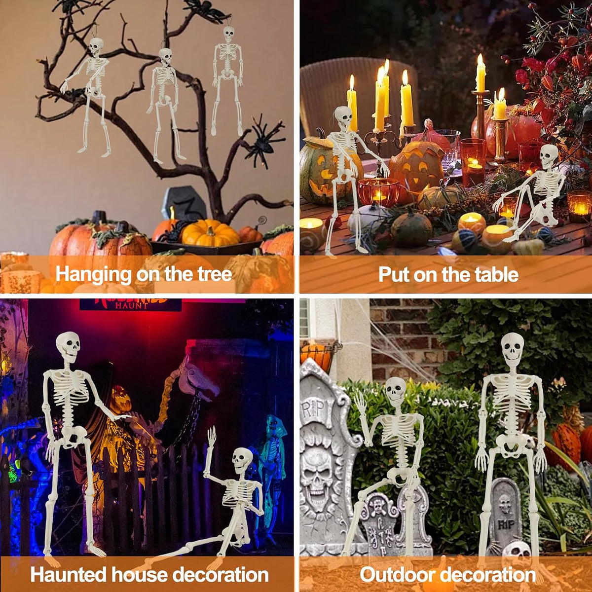 Halloween Skeleton Decorations, 2 Pack 36" Life Size Skeleton with 3 Pac...