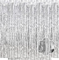 5 Pack Silver Foil Curtain Backdrop 3.2ft x 9.8ft Metallic Tinsel Foil Fringe Curtains Streamer Photo Booth Backdrop for Birthday Party Engagement Bachelorette Party Decorations (Silver)