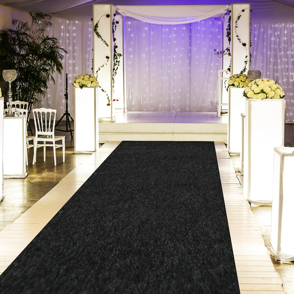 Extra Thick Black Carpet Runner 3x10 ft,Non-Slip TPR Rubber Backing 450 GSM N...