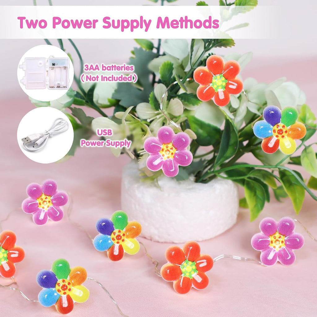 Impress Life Flower Lights 10FT 30LEDs, Floral String Lights with Remote & Timer, Battery Operated & USB Powered Fairy String Lights for Indoor Outdoor Garden Decor Bedroom Wedding Party Decoration