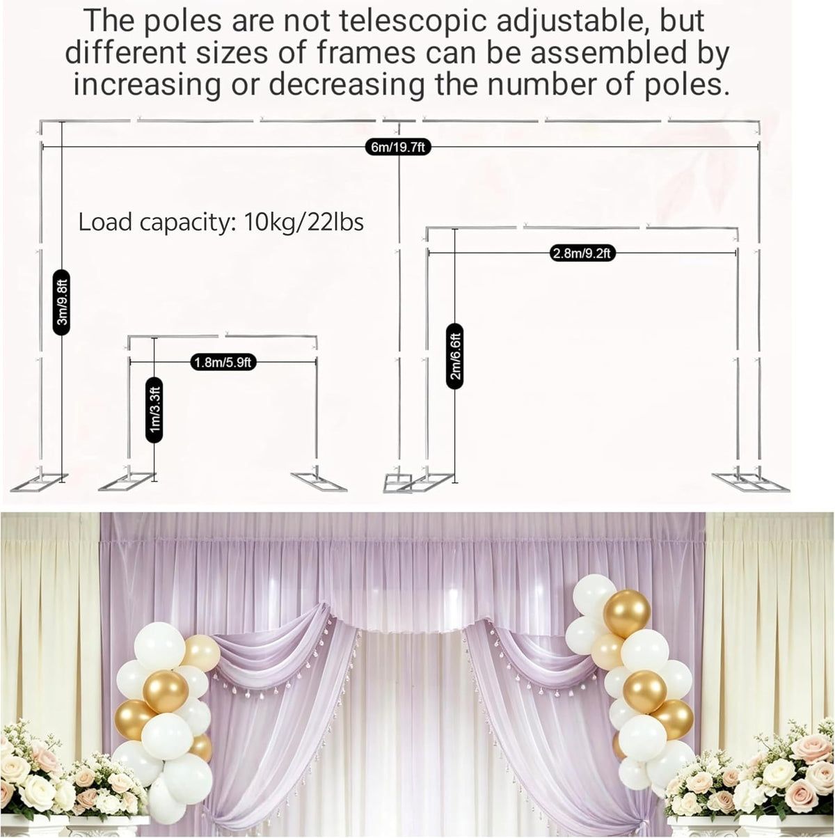 20x10FT Backdrop Stand Photo Pipe and Drape Background Stands Curtain Frame