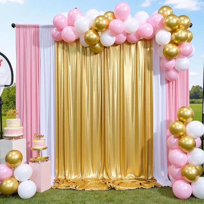 30ft x 10ft Gold Sequin Backdrop Curtain for Parties, Wrinkle Free Thick Glitter Photo Backdrop Drapes 6 Panels 5x10FT Back Drop Cloth Shiny Fabric for Wedding Birthday Photography Background