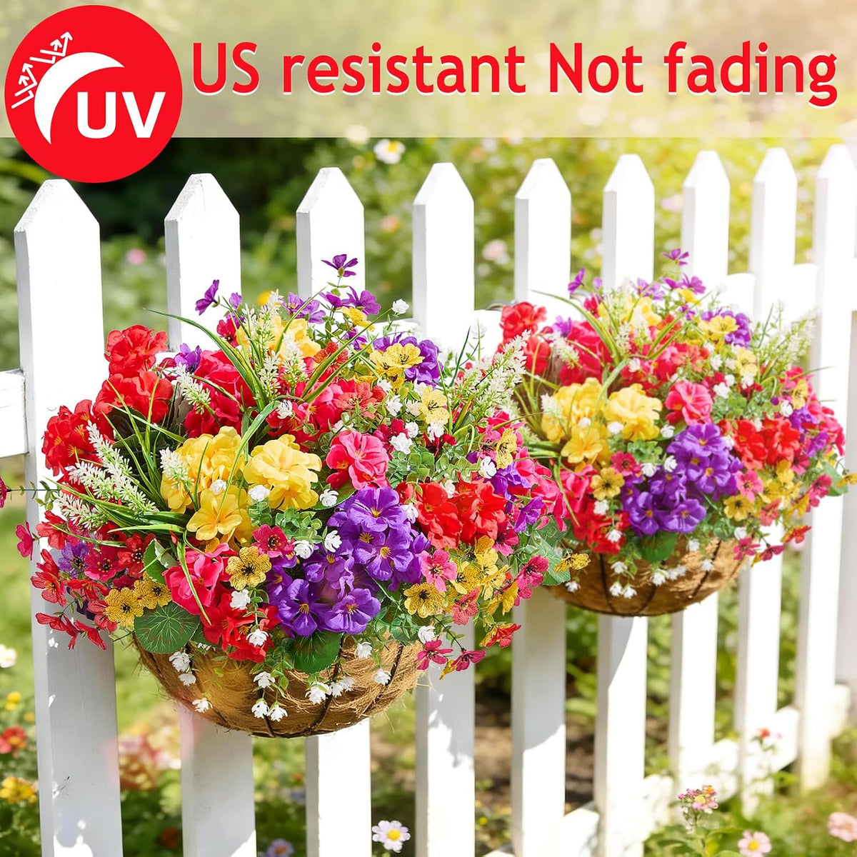 16 bundles uv resistant silk artificial outdoor flowers shown in use