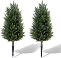 set of 2 artificial cedar topiary christmas trees, main product view