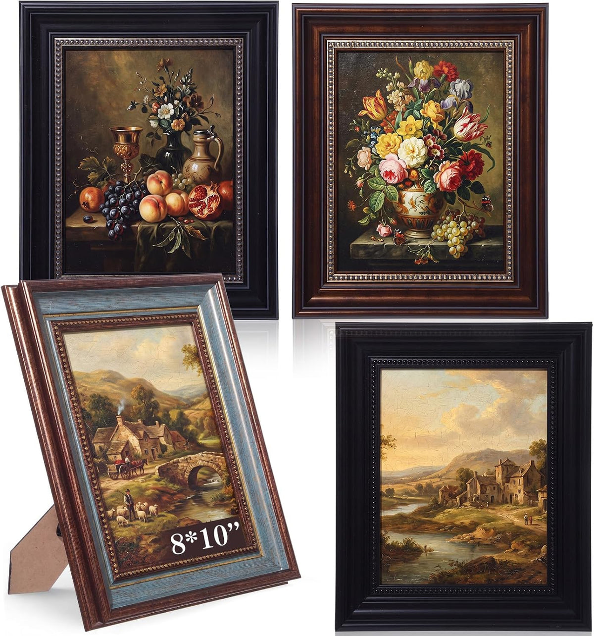 lineshading 8x10 vintage picture frames, 4 pack, dark, main product view