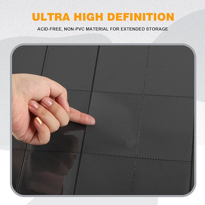 20-Pocket Card Binder, Trading Card Binder Holds 2000 Cards, Premium Zippered Trading Card Album Compatible with TCG, Game & Sports Cards (Carbon ash)