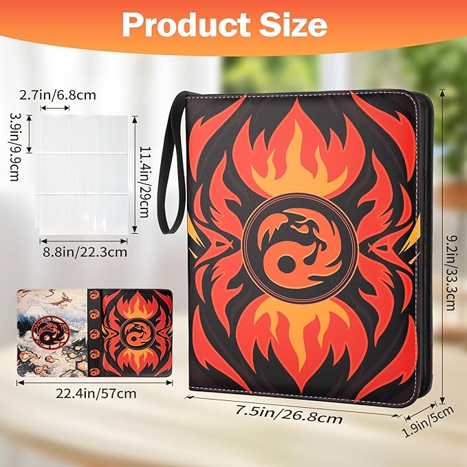 9 Pocket Card Binder for MTG/YGO/PTCG/Game Cards, Holds 900 Cards,Premium Card Collector Book for TCG Players,Toys Gifts for Kids(Red)