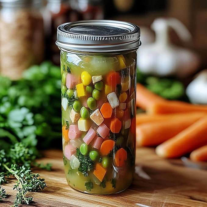 ComSaf 24 oz Mason Jars Wide Mouth 6 Pcs, Large Canning Jars with Seal Bands, 24 oz Glass jar with Lid for Jam, Sauce, Juice, Coffee, Pickling, Fruit, Dessert, Kitchen Storage, Vanilla Extract