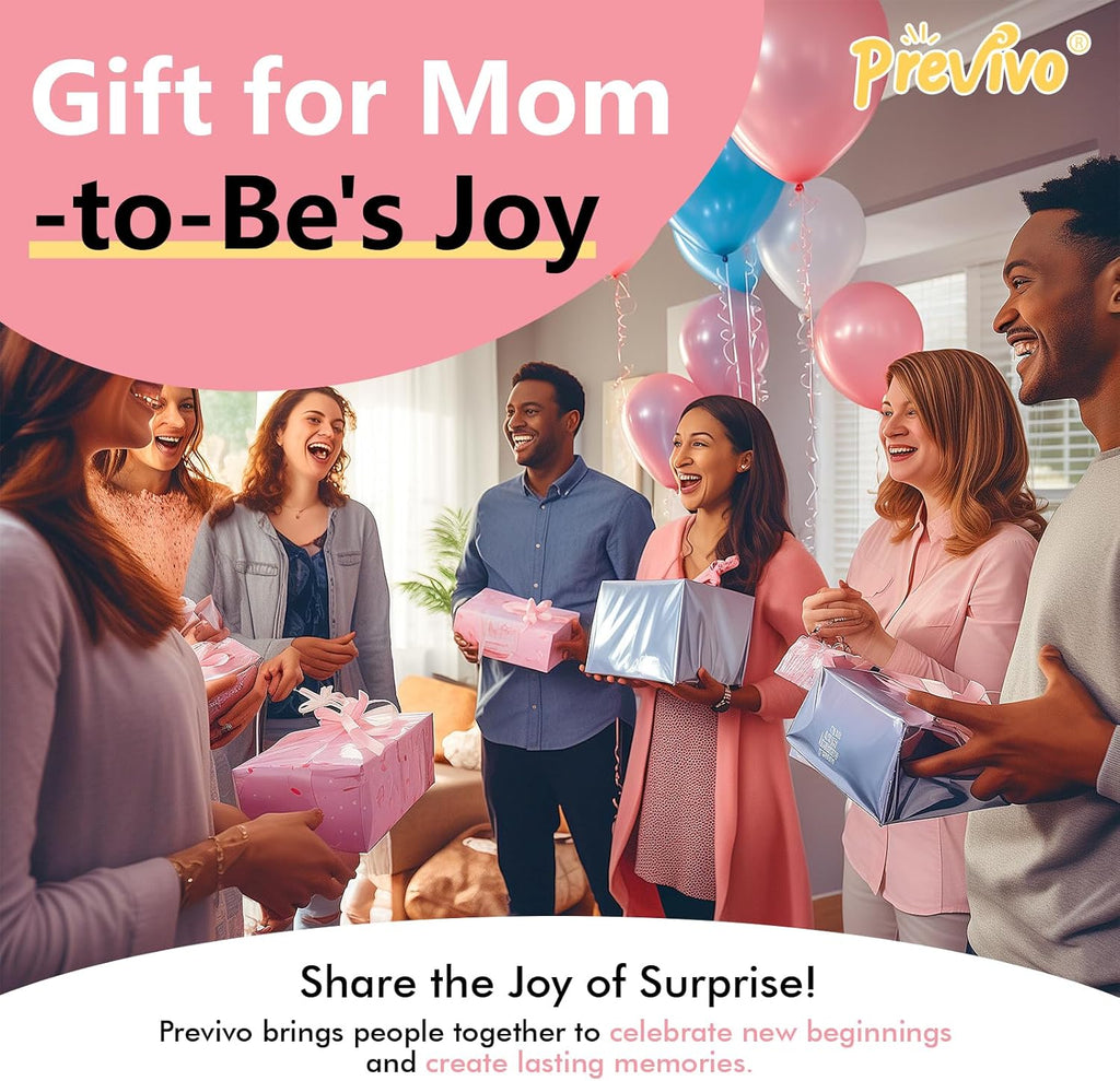 Previvo Gender Reveal Confetti Powder Cannon - 2 Pack Pink Baby Gender Reveal Poppers - 100% Biodegradable Powder Smoke - Baby Party Supplies