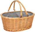 large wicker basket with handle, empty willow basket,16, main product view