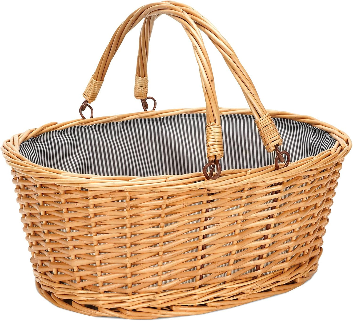 large wicker basket with handle, empty willow basket,16, main product view