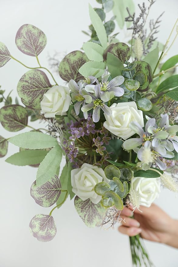Serra Flora Artificial Greenery Spray Box Set(Pack of 38pcs) with 9 Kinds of DIY Wedding Bouquet Filler Table Centerpieces and Floral Arrangement (Lilac & Green)