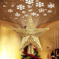 Brightown Christmas Star Tree Topper with Snowflake Projector Lights | Hollowed Pentagram Tree Topper,Plug in Christmas Tree Ornament for Indoor Office Xmas New Year Holiday Tree Decoration
